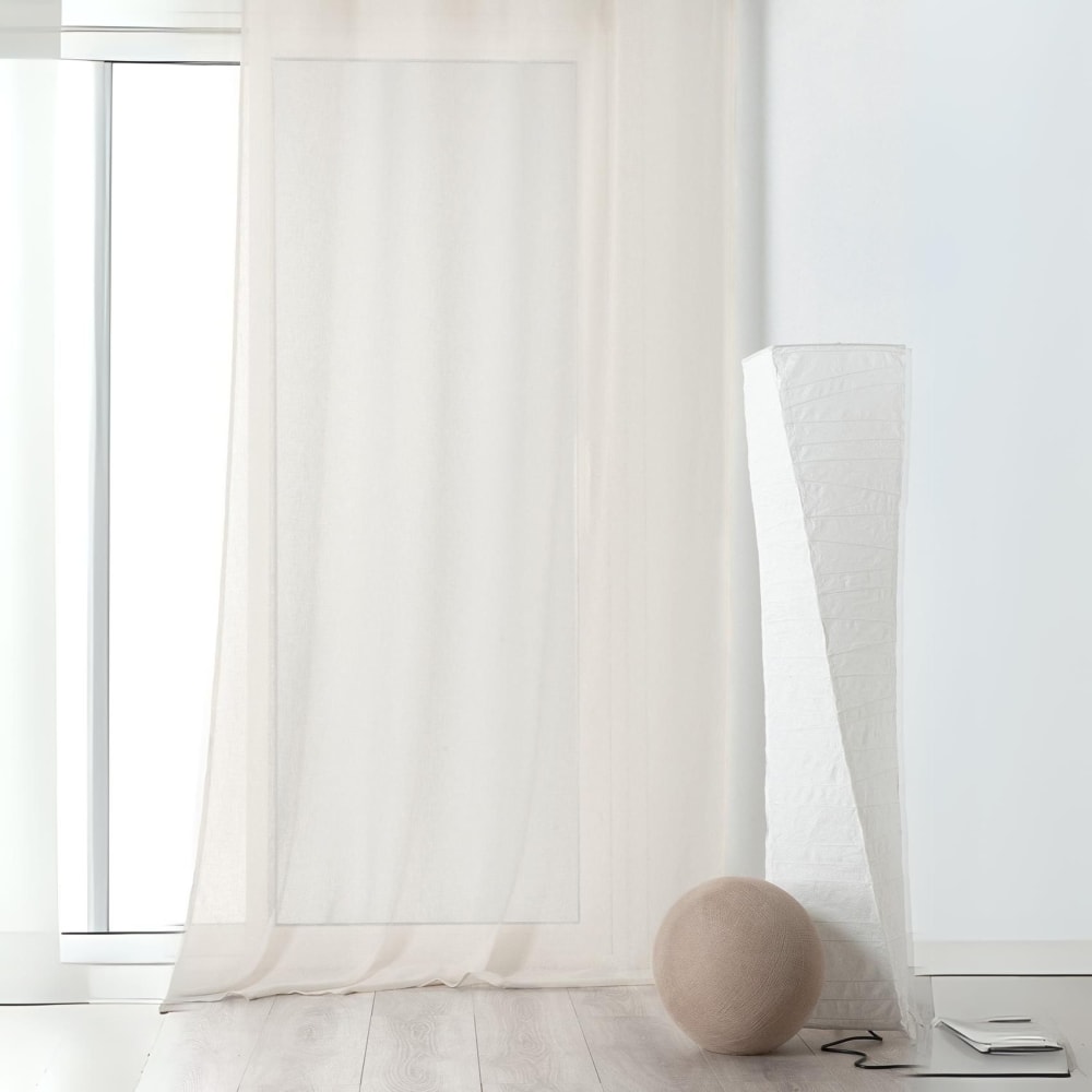 Rideau voilage tamisant en poly-lin blanc cassé 145x240 cm