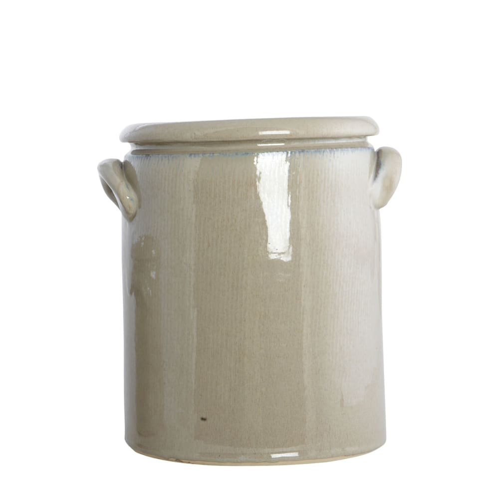Cache-pot en grès beige h24