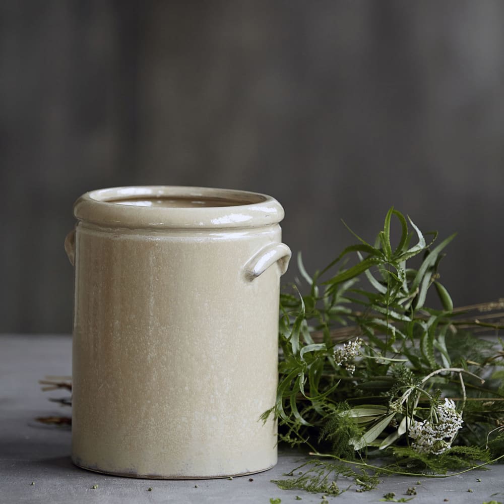 Cache-pot en grès beige h24