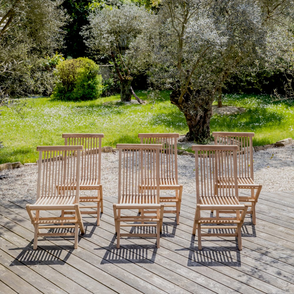 Lot de 6 chaises de jardin en teck