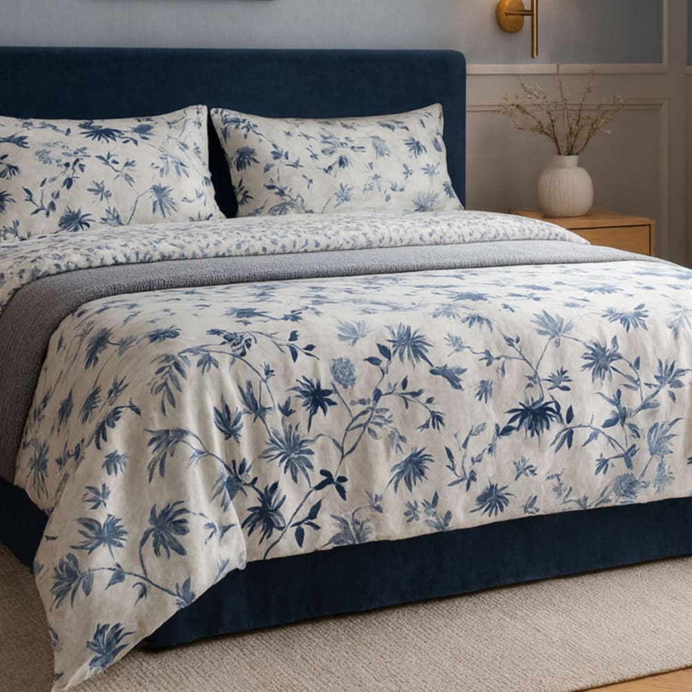 Funda nórdica 3 piezas 100% algodón azul monos acuarela - cama 150 cm