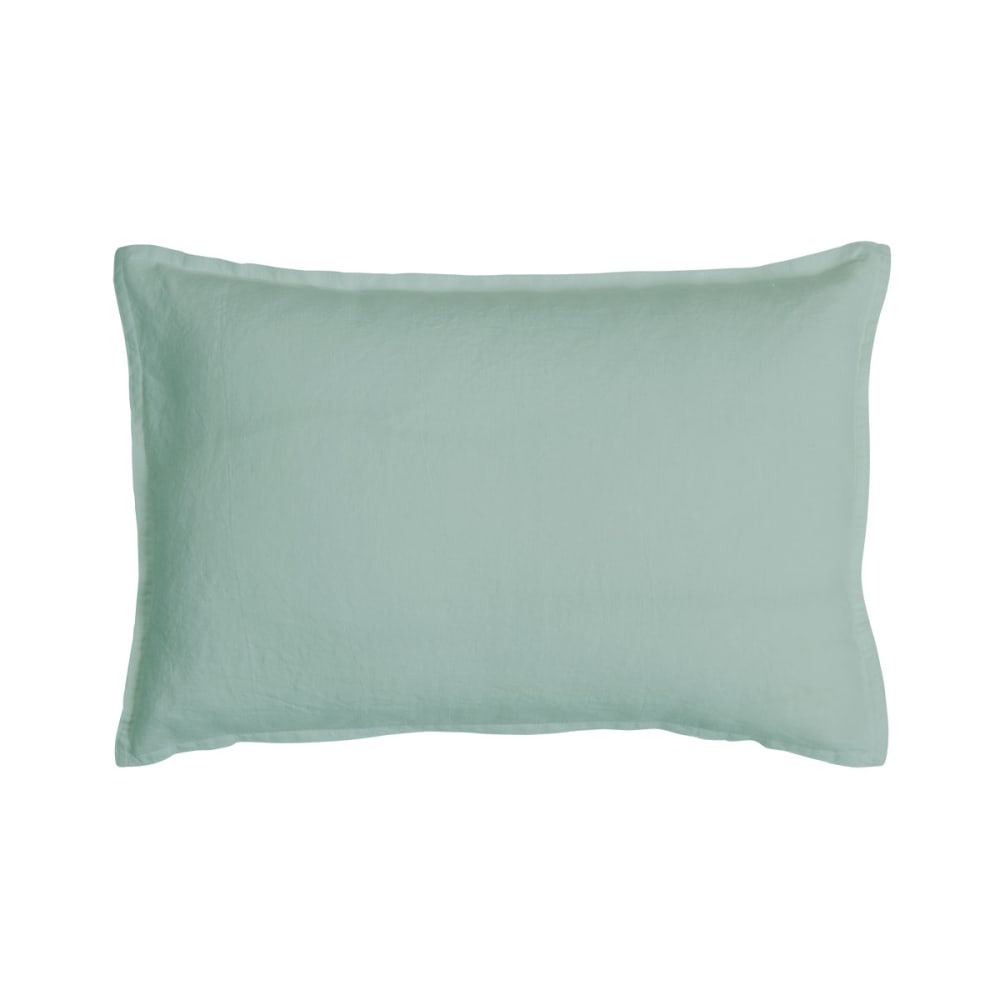 Taie d'oreiller en  lin lavé vert 30 x 40 cm