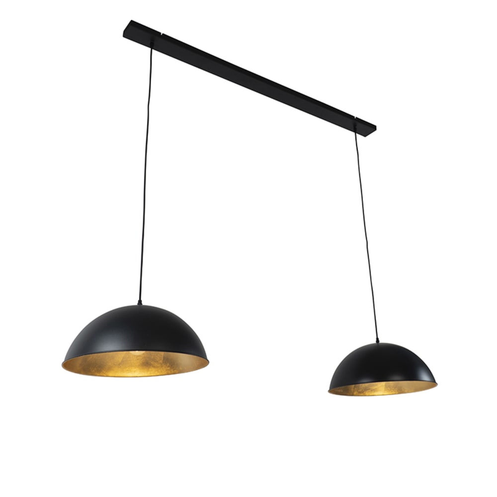 QAZQA Lámpara colgante industrial negra/oro 2