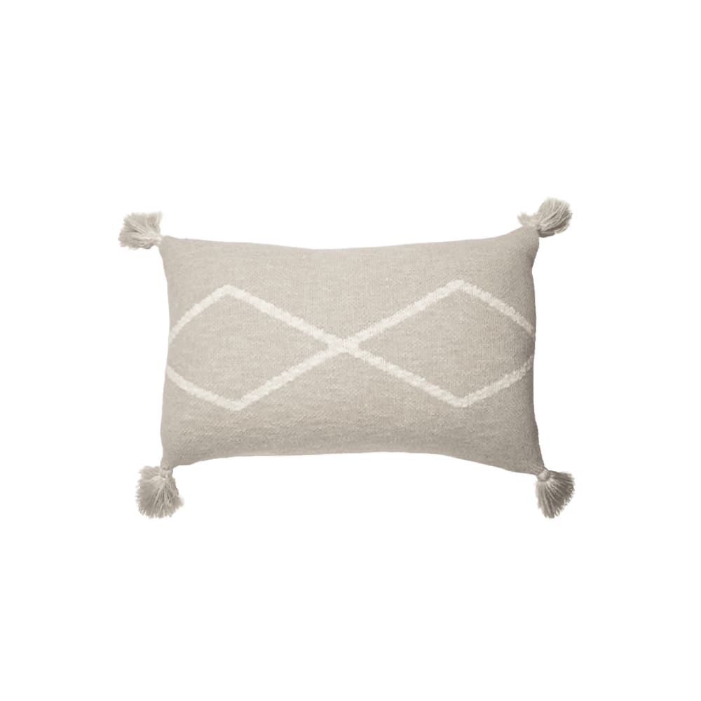 Coussin tricoté en coton beige 30x48