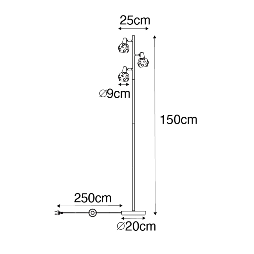Lampadaire en acier doré/laiton — vue 4