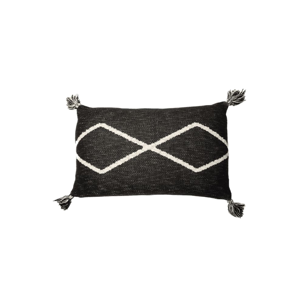 Coussin tricoté en coton noir 30x48