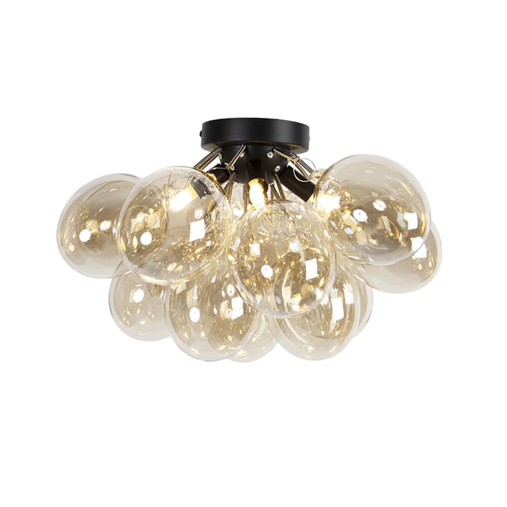Plafonnier design noir verre ambre 4 lampes — vue 4