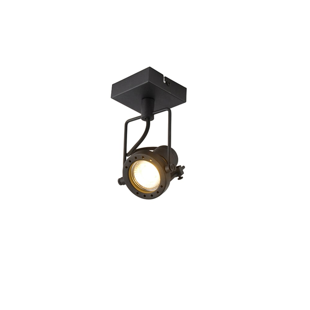 QAZQA Strahler aus Stahl, schwarz style industrial - Metall