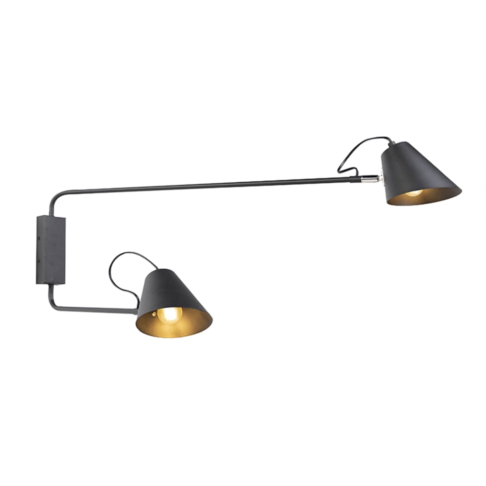 QAZQA Wandleuchte aus Stahl, schwarz style modern - Metall