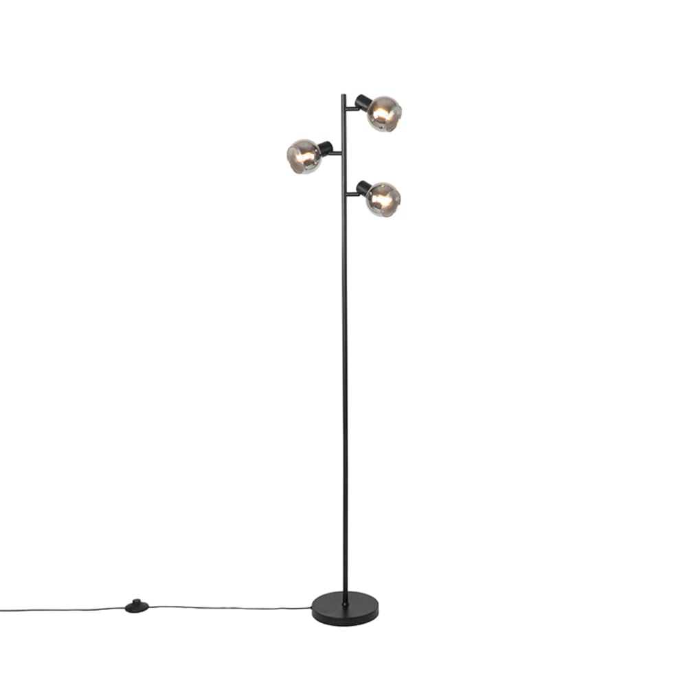 lampara de pie art deco negro cristal ahumado 3