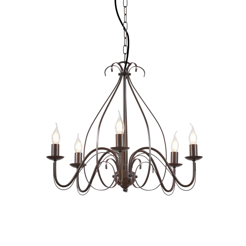 Lustre classique brun rouille 5 lumières