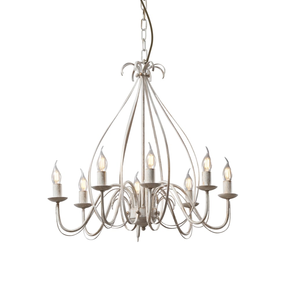 QAZQA Kronleuchter creme 8-Licht style landhaus Beige Metall