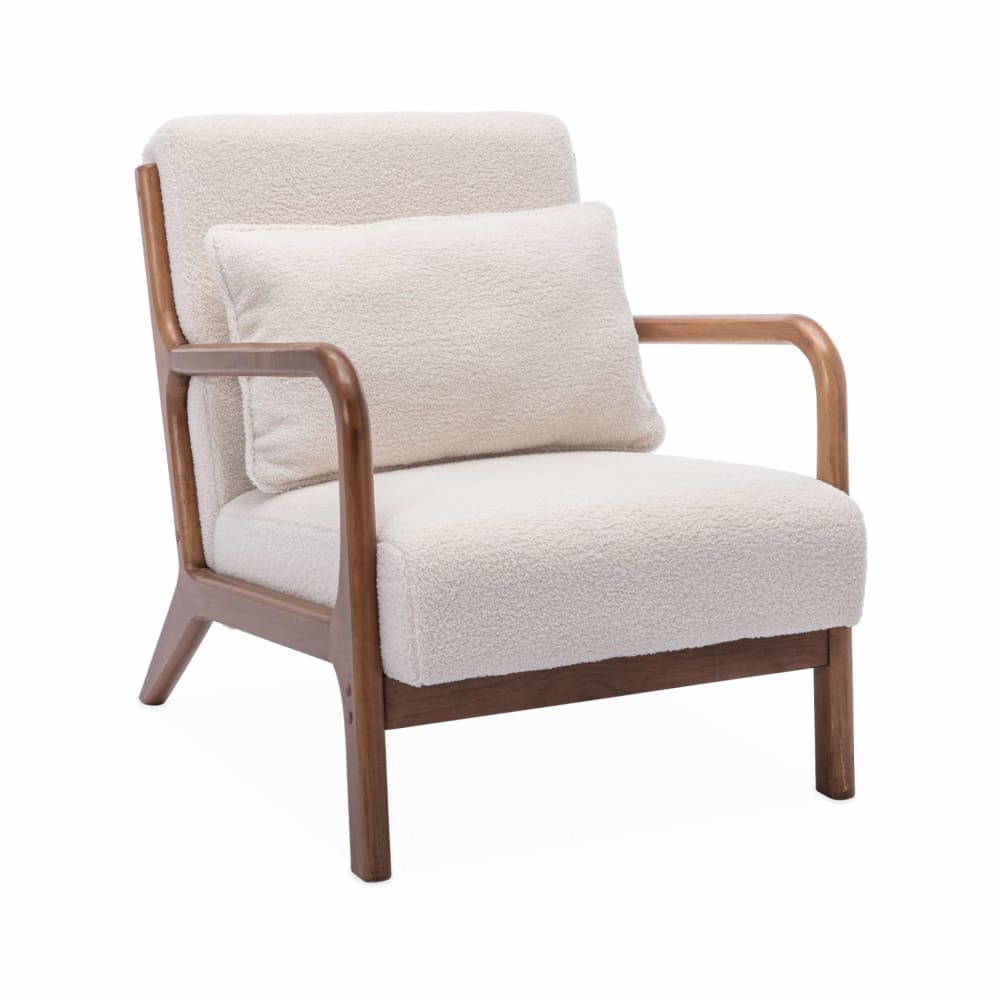 Fauteuil bouclettes pieds - bois