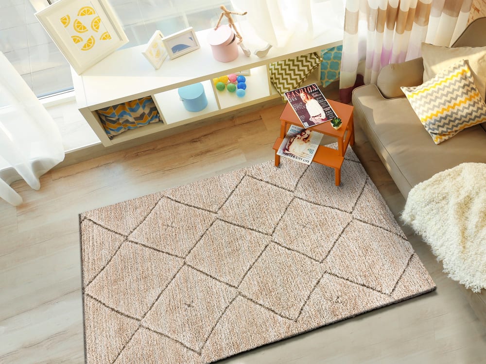 Tapis shaggy ethnique beige 80x150 cm — vue 3