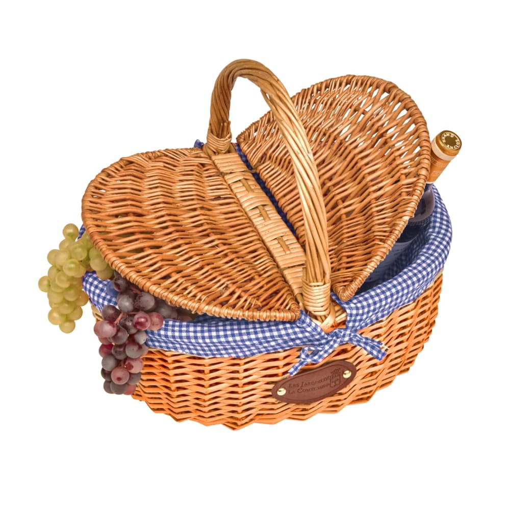 Cestino in vimini campagne in tessuto percalle blu - Modello Country - Blu - Fibre naturali