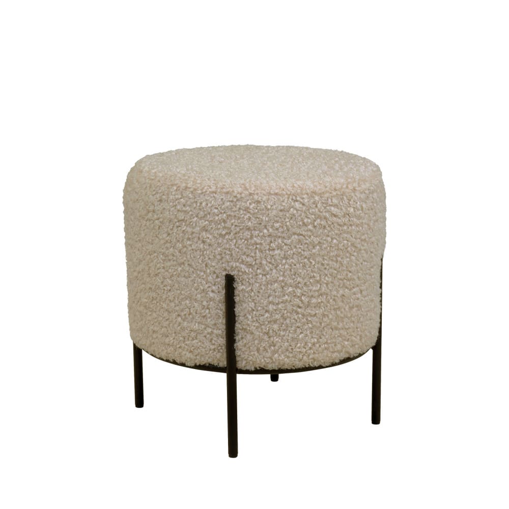 Pouf rond en tissu bouclette et métal ø35,5cm - sable