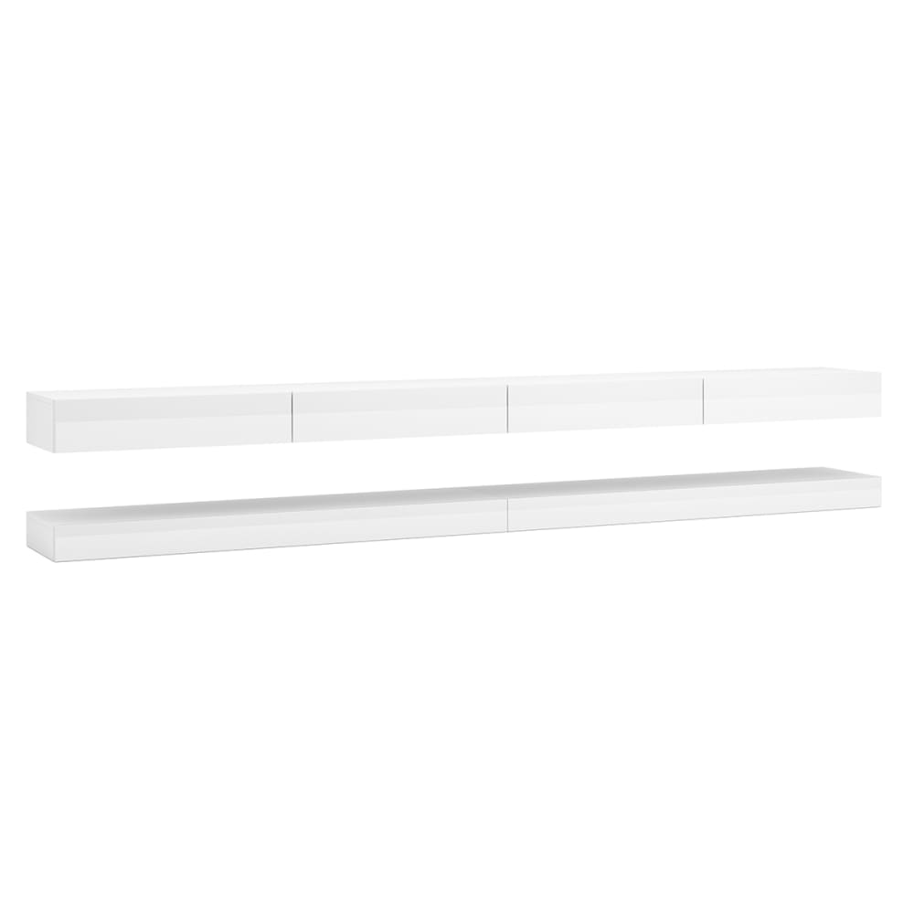 Meuble TV mural 4 tiroirs 280 cm panneaux mdf - stratifiés blanc