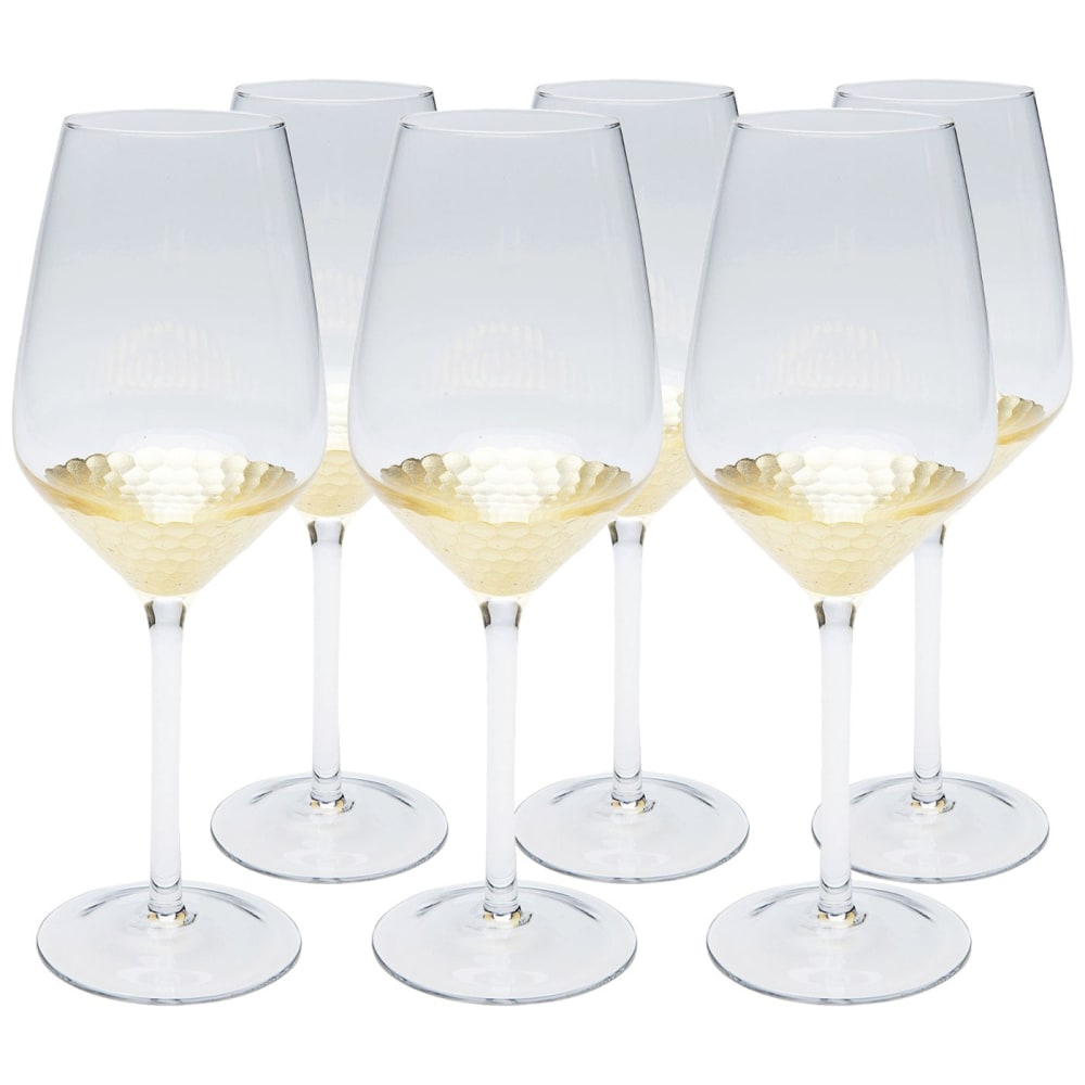 Lot de 6 - verre à vin blanc en verre fond doré