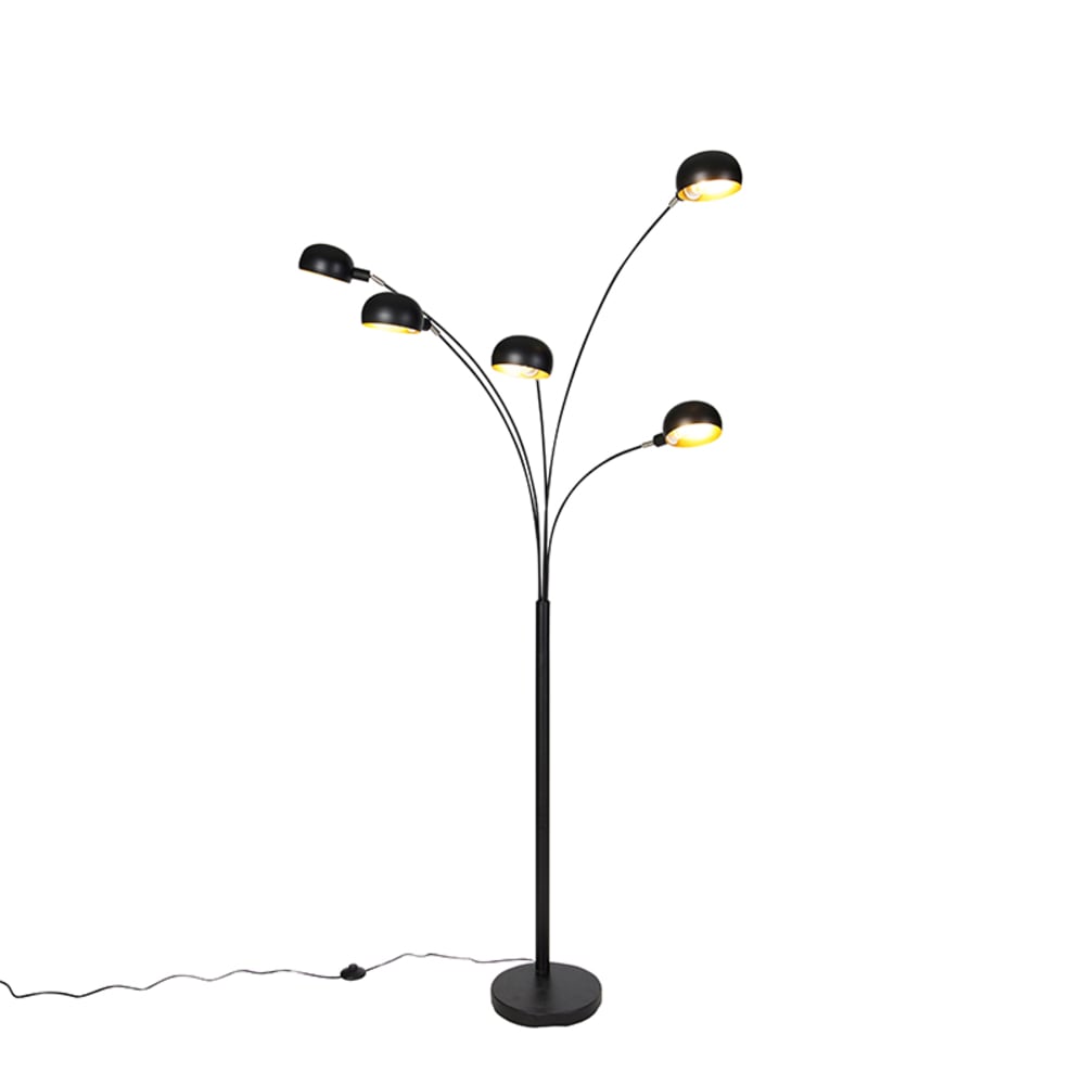 QAZQA Stehleuchte schwarz 5-Licht style modern - Metall