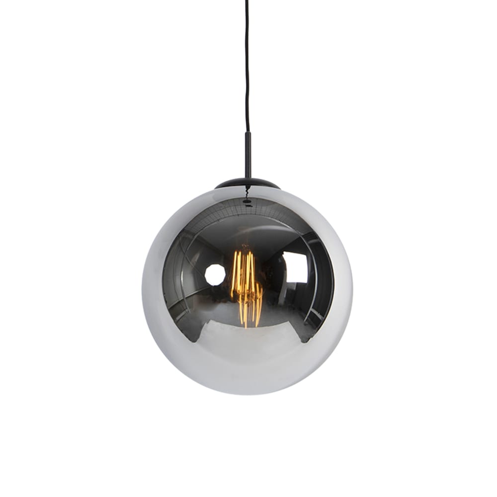 QAZQA Pendelleuchte aus Glas, chrom style vintage Silber Glas