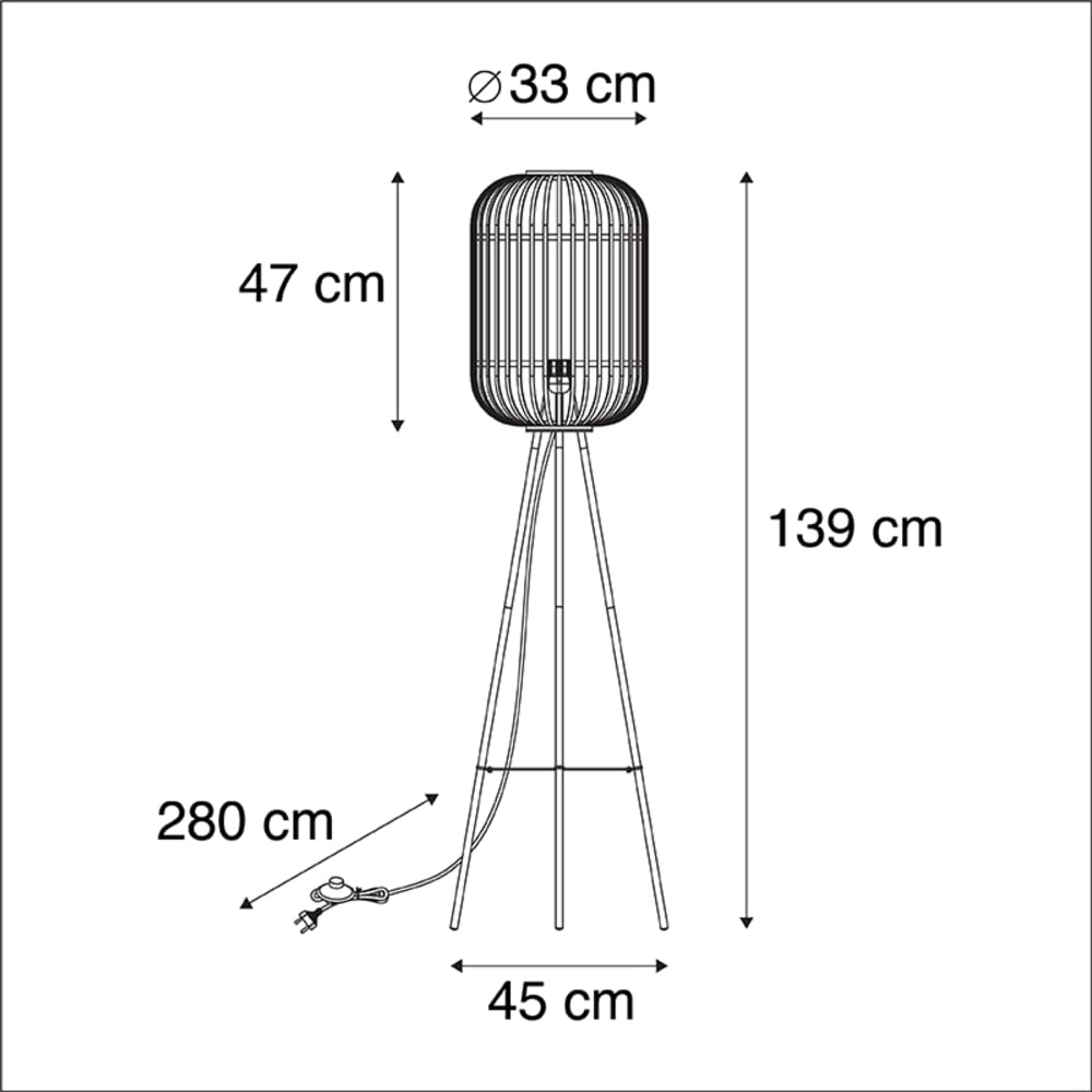 Lampadaire en rotin beige — vue 4
