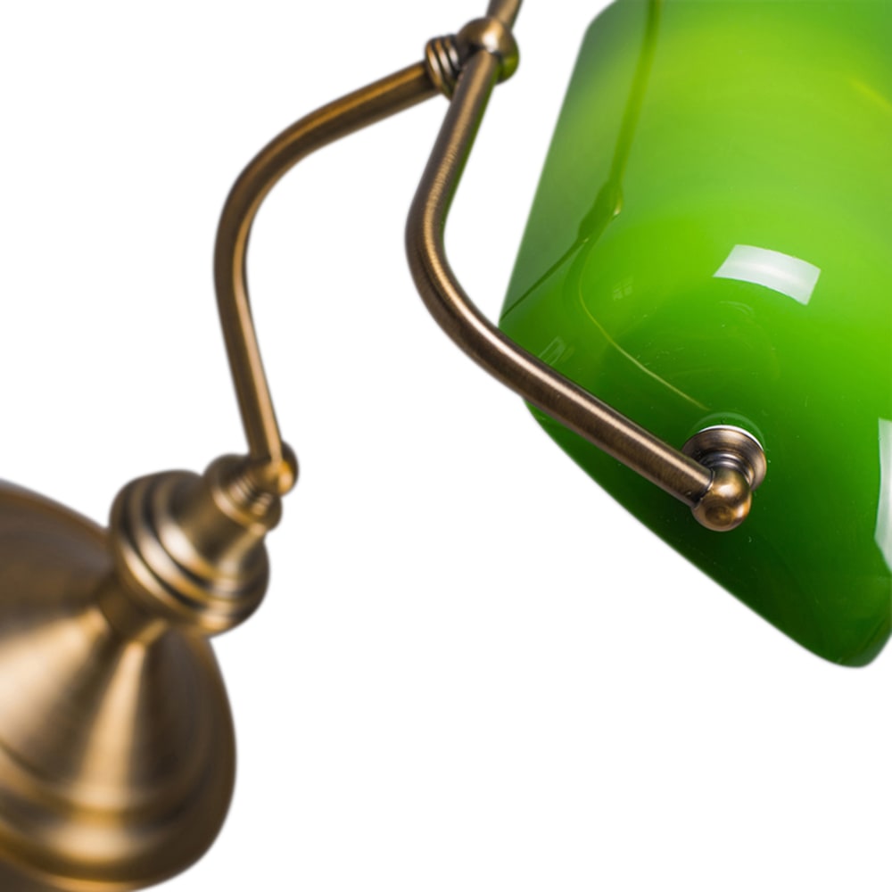 Lampe table notaire classique bronze verre vert — vue 3