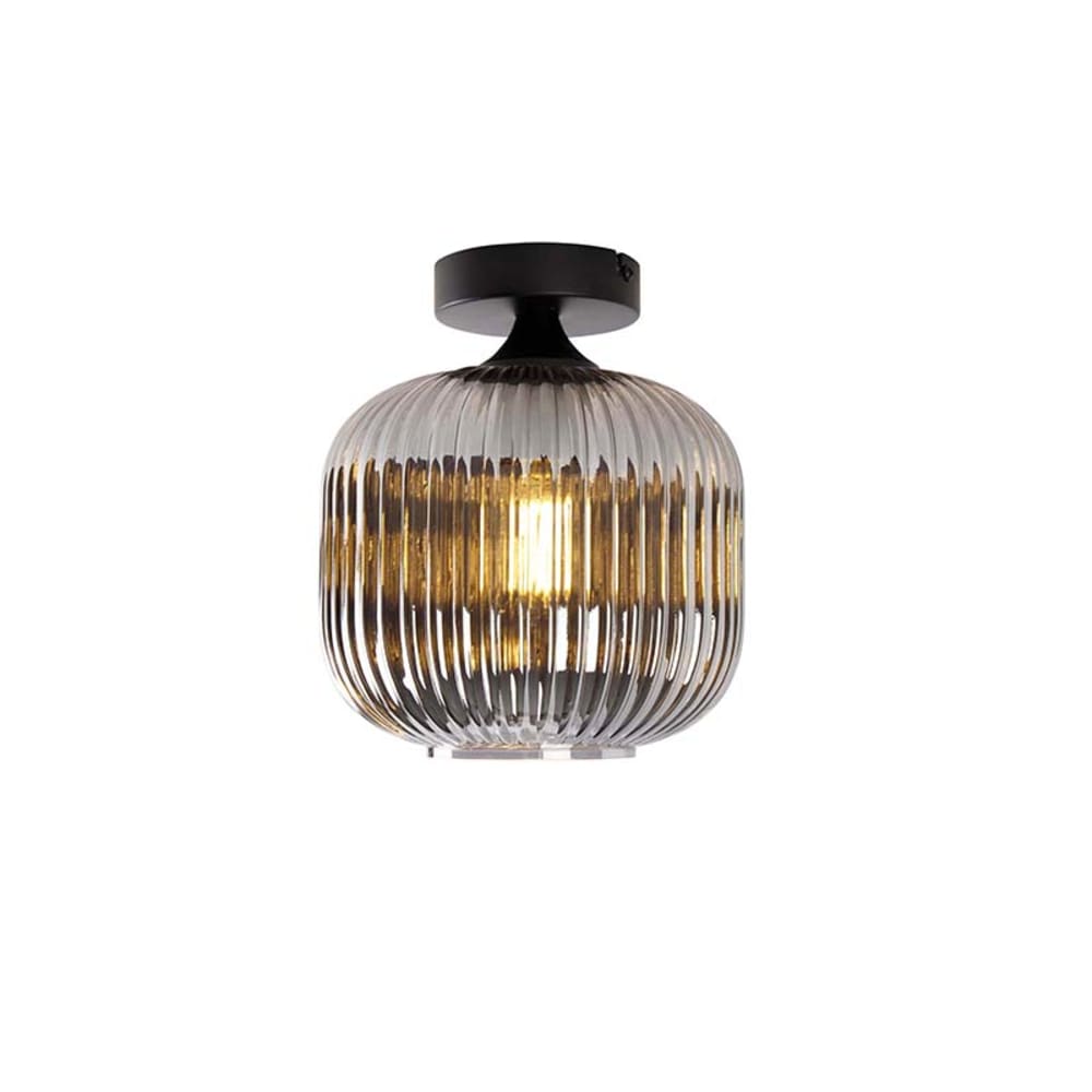 Plafonnier Art Déco noir verre fumé