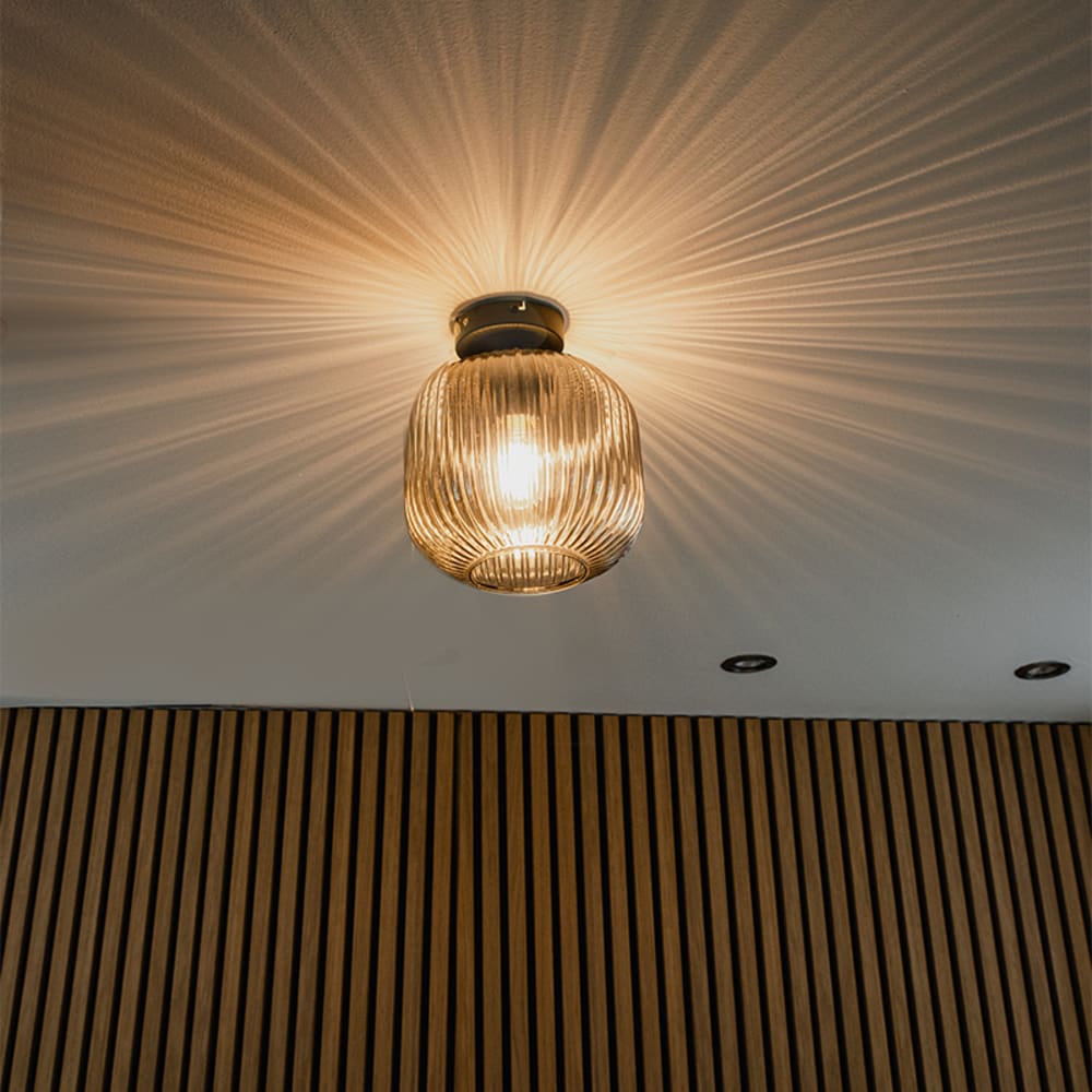 Plafonnier art déco noir verre fumé — vue 3