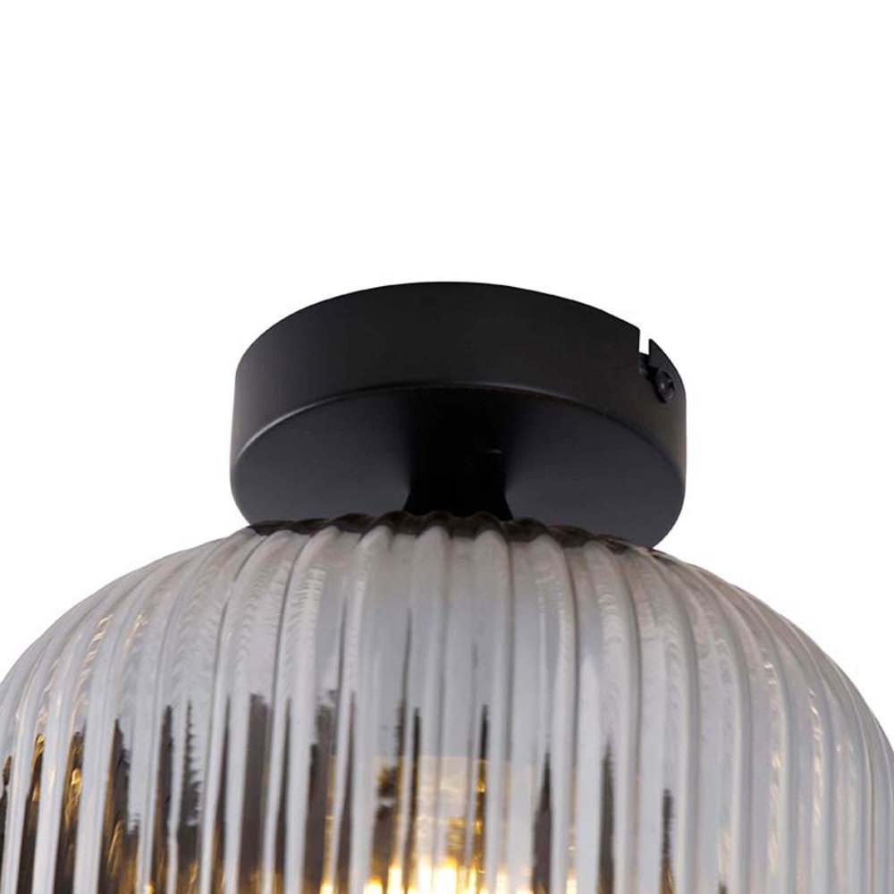 Plafonnier art déco noir verre fumé — vue 4