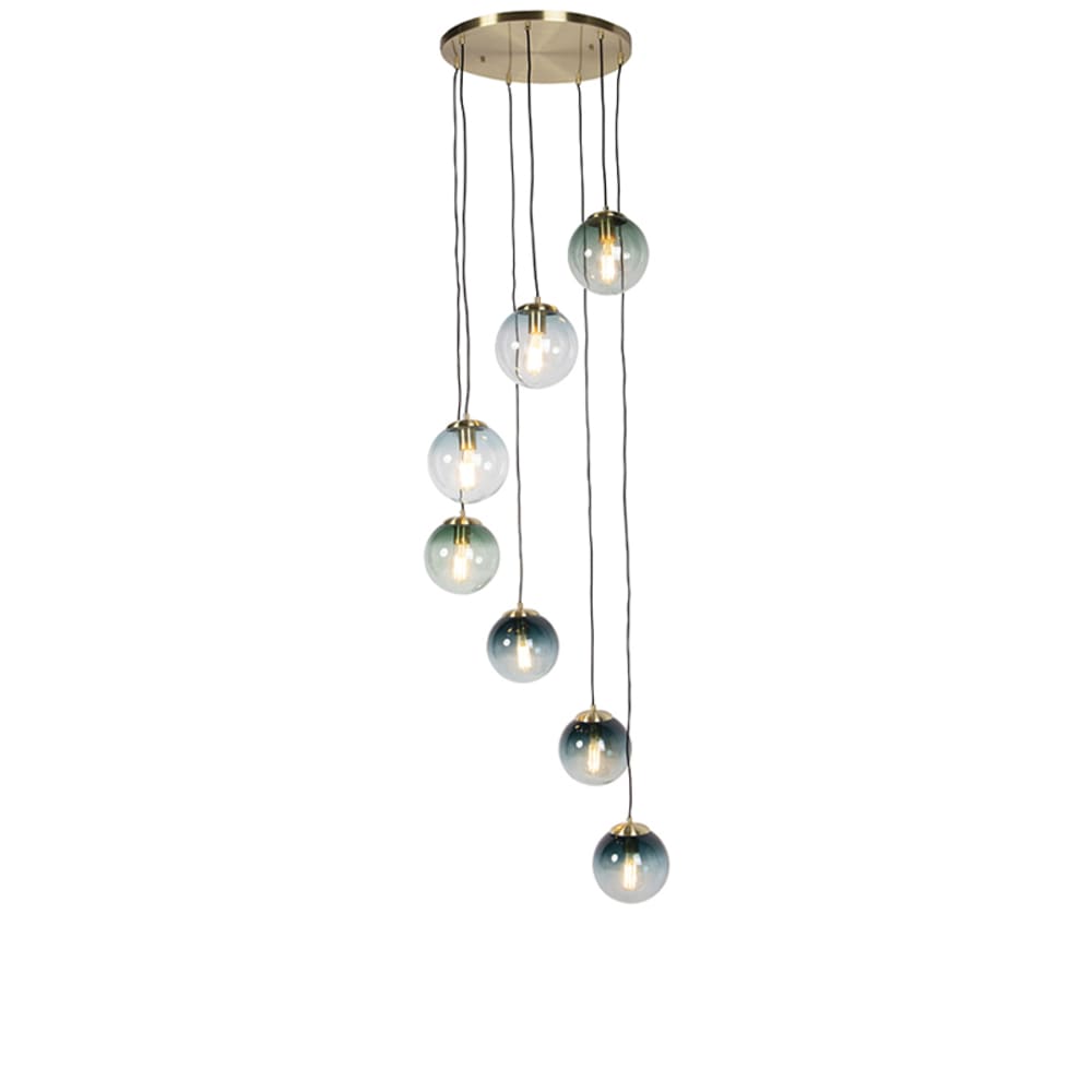 QAZQA Pendelleuchte aus Glas, gold/messing style vintage - Glas
