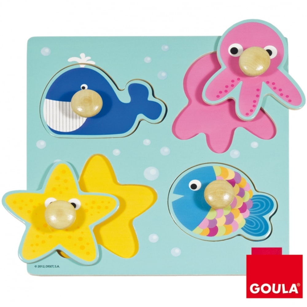 GOULA Holzpuzzle für die Kleinsten mit Meerestiere. Meer Puzzle, Holzpuzzle von Goula. Grün