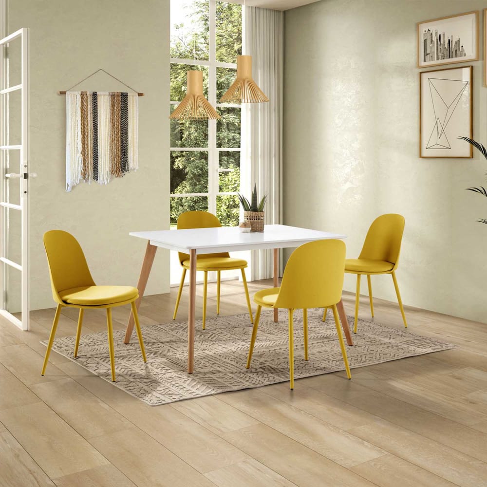 Tavolo da pranzo bianco, gambe in legno di faggio, 120x80 cm -