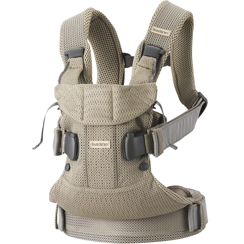 BabyBjörn Porte-bébé One Air tissu Mesh 3D beige Gris Pes - Polyester - 32x29x13cm