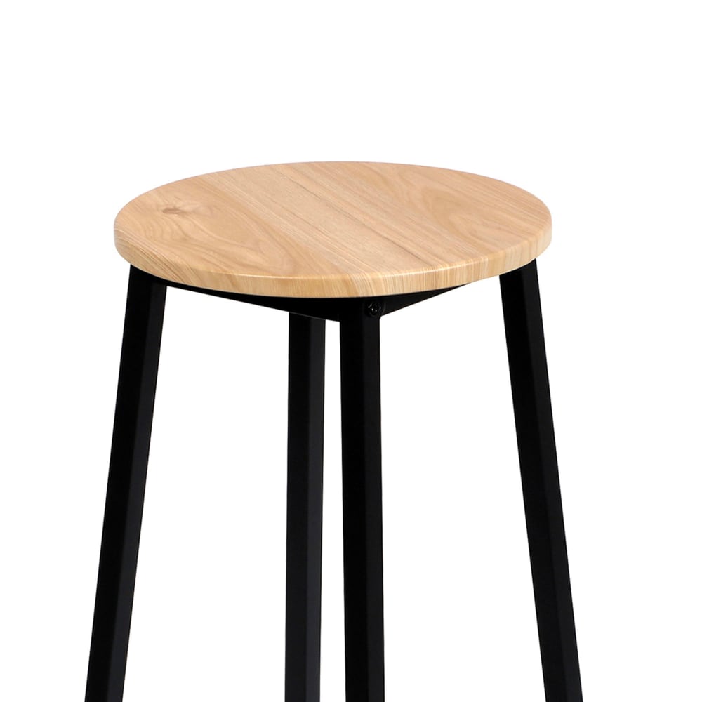 Set de 2 tabourets de bar ronds métal noir et bois - 30x30x70cm - Maisons du Monde
