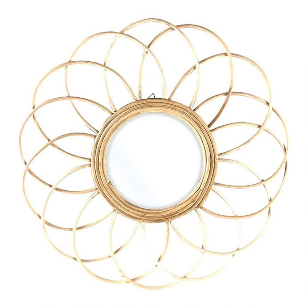 Miroir marguerite rotin D38,5cm - Maisons du Monde