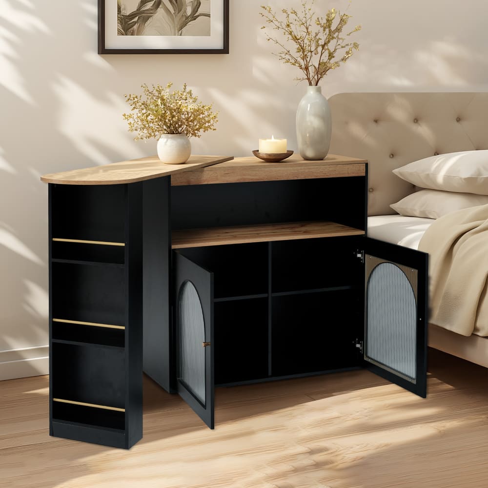 Table de Chevet noir avec Rangement Pratique - Maisons du Monde