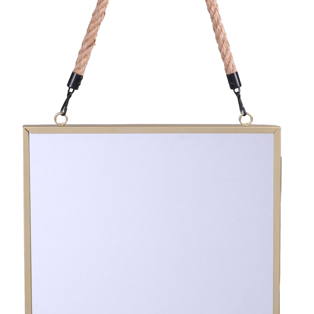 Set de 2 miroirs carrés suspendus corde noir et doré - 30x30cm - Maisons du Monde