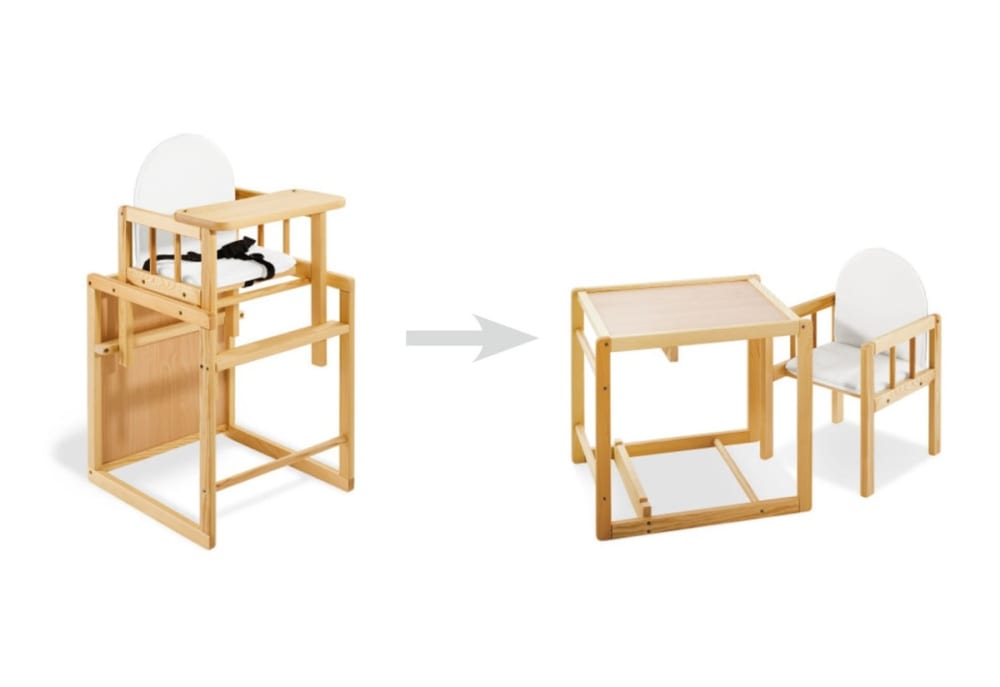 Chaise haute combinée naturel