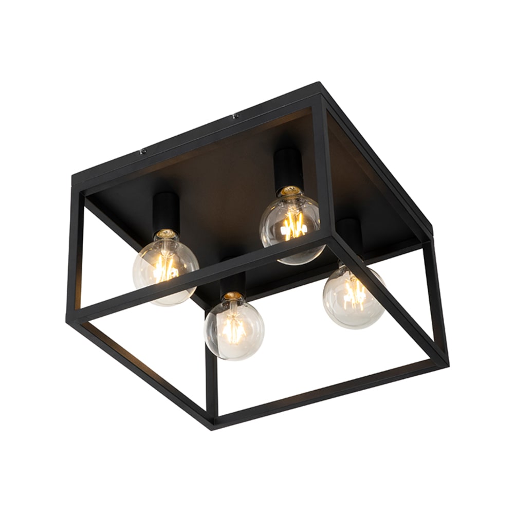 QAZQA Deckenleuchte aus Stahl, schwarz style industrial - Stahl