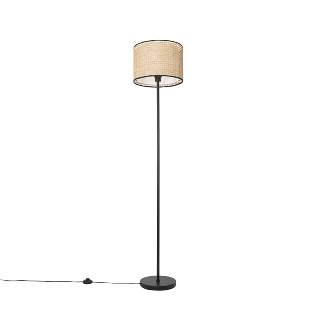 QAZQA Stehleuchte aus Rattan, naturel style landhaus Braun Rattan