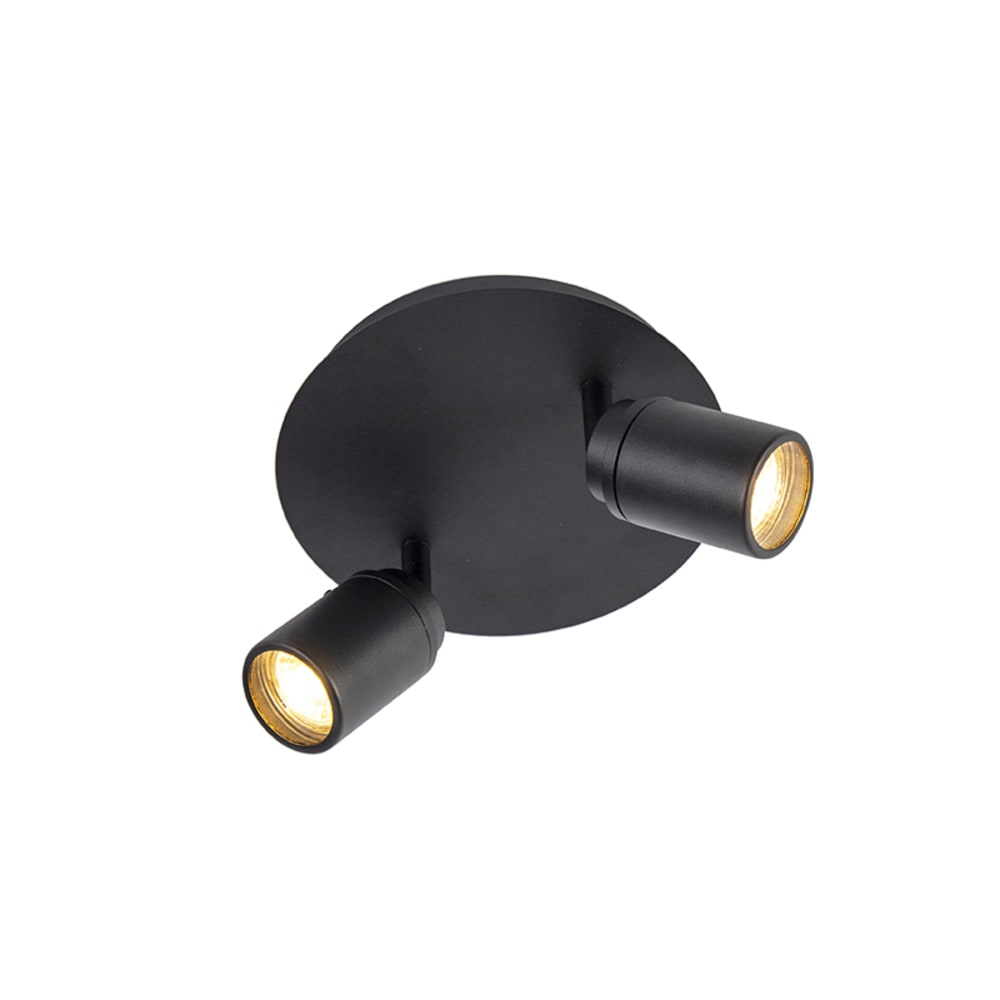 plafon moderno negro 2 luces ip44