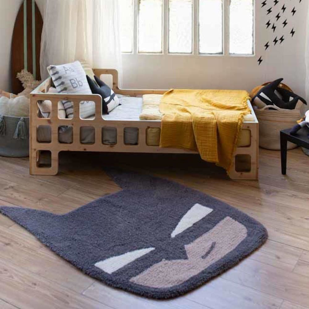 Tappeto lavabile Batboy in lana nera 120x90 - Lorena Canals