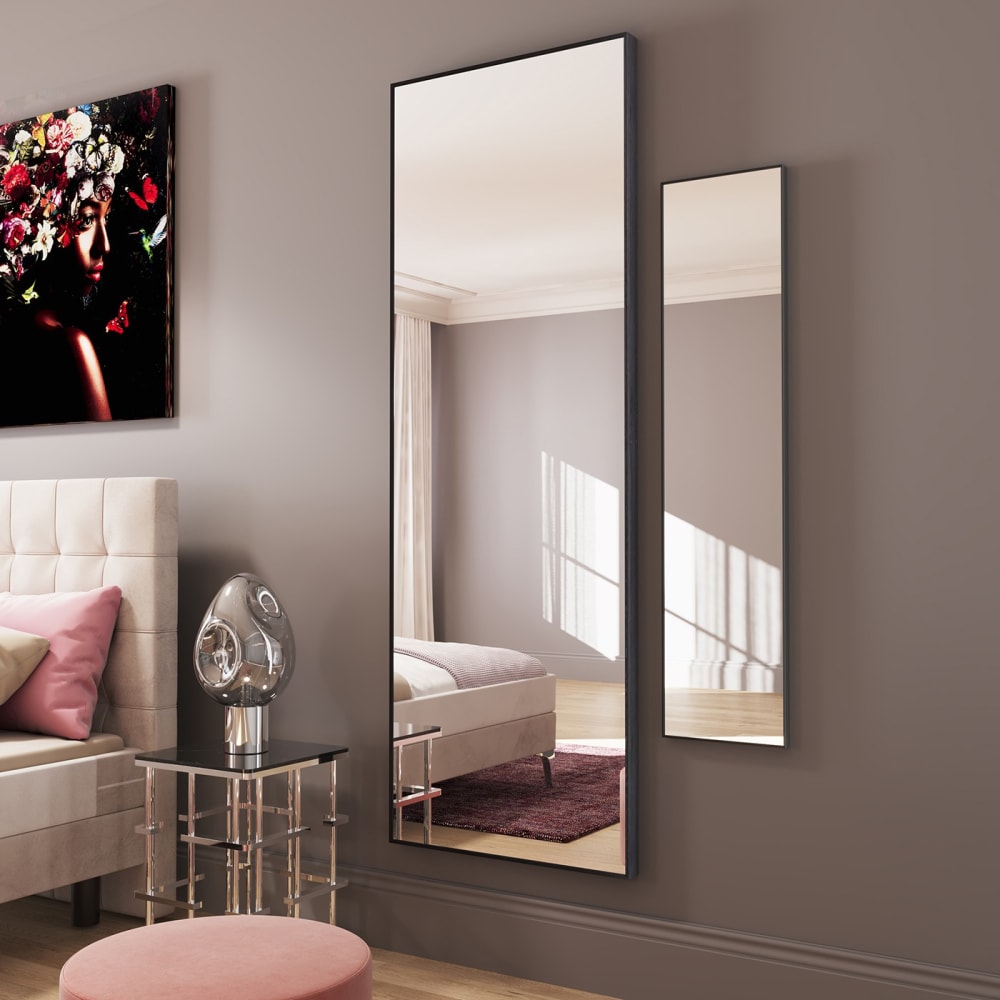 Miroir en métal noir 130x30