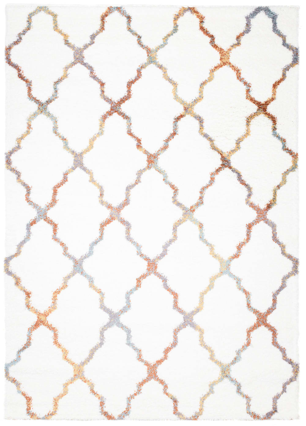 Alfombra shaggy blanco multicolor geométrico 140 x 200 cm