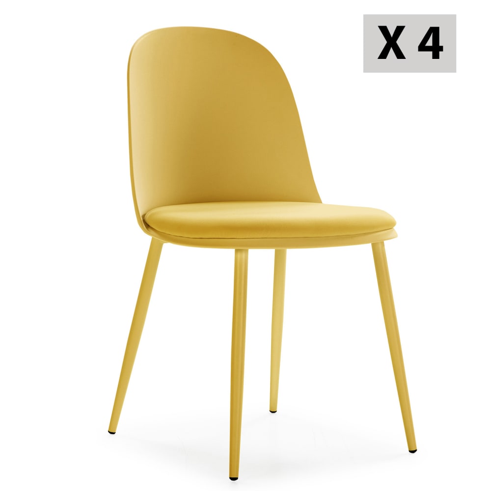 Lot de 4 chaises moutarde,