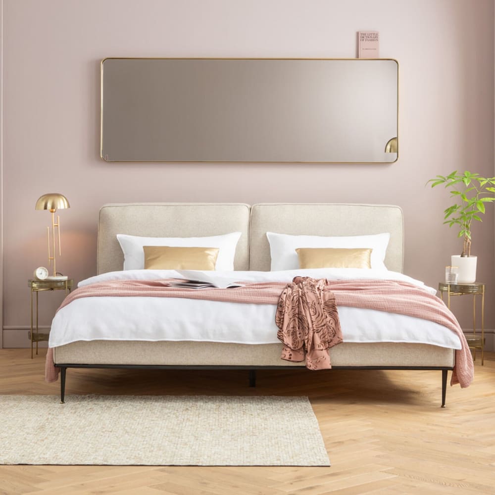 Miroir bords arrondis en acier doré 200x70