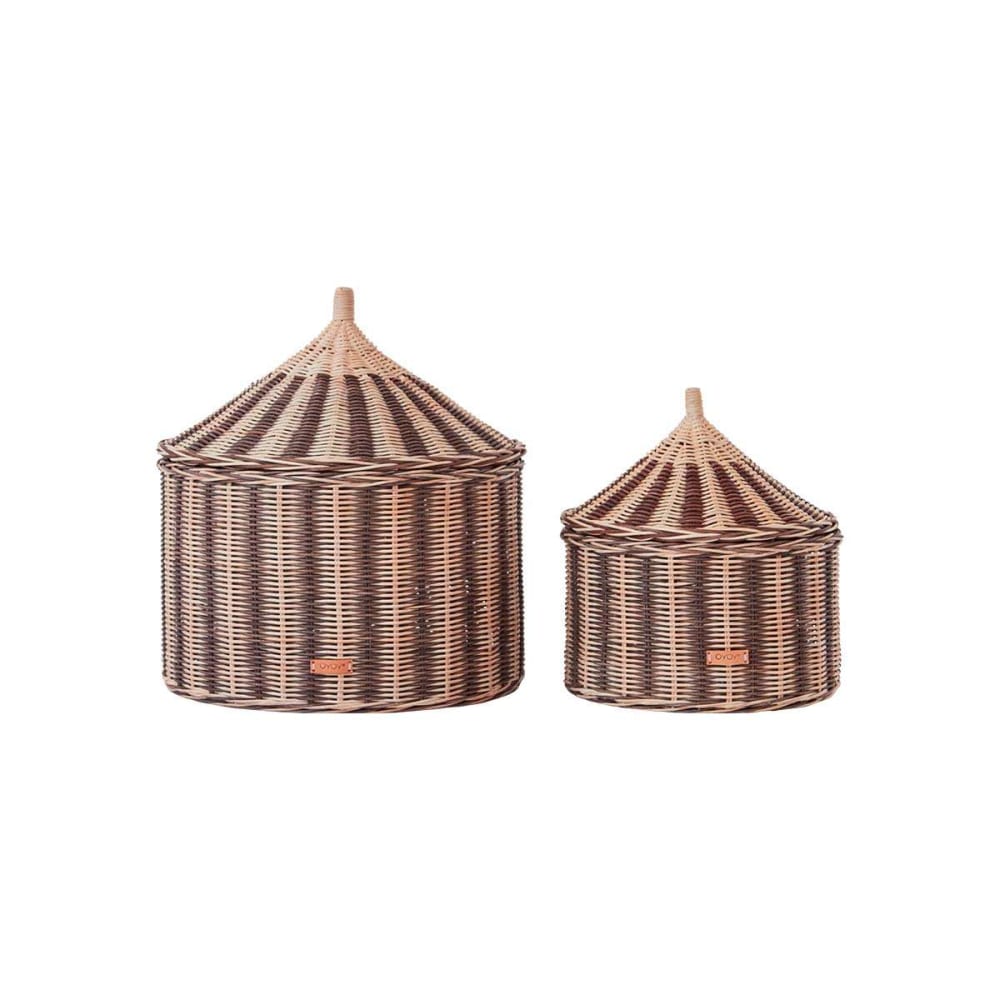 Lot de 2 paniers marron en rotin ø50xh41cm / ø36xh36cm
