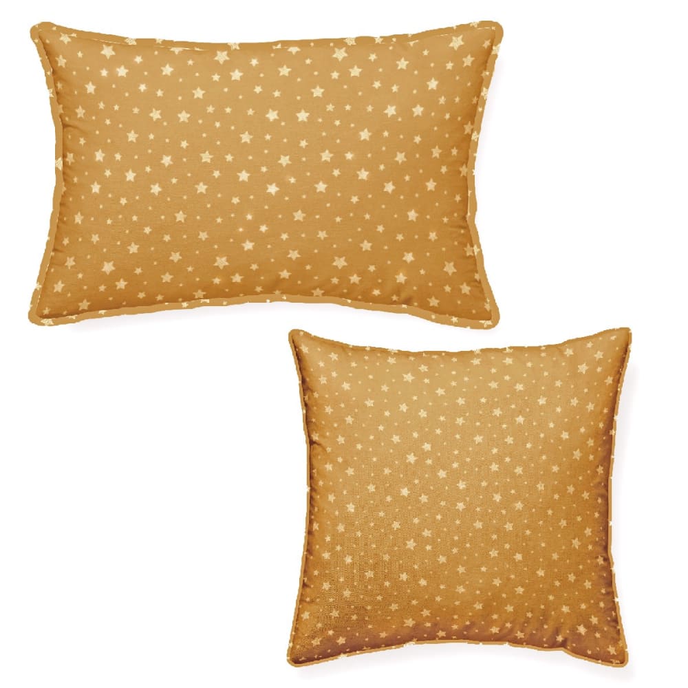 Lot de 2 Coussins imprimé en Coton Jaune 40x40 et 30x50 cm