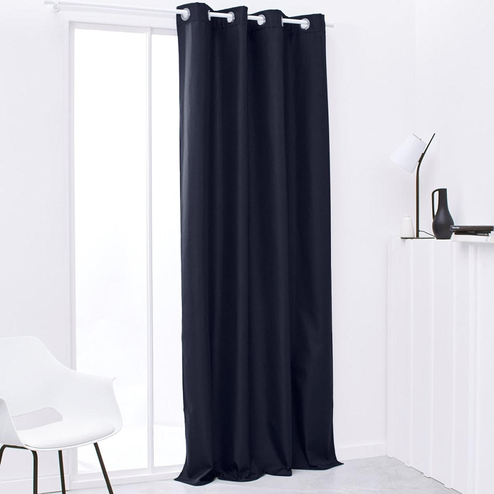 Rideau isolant à oeillets uni  140x240 cm Bleu marine