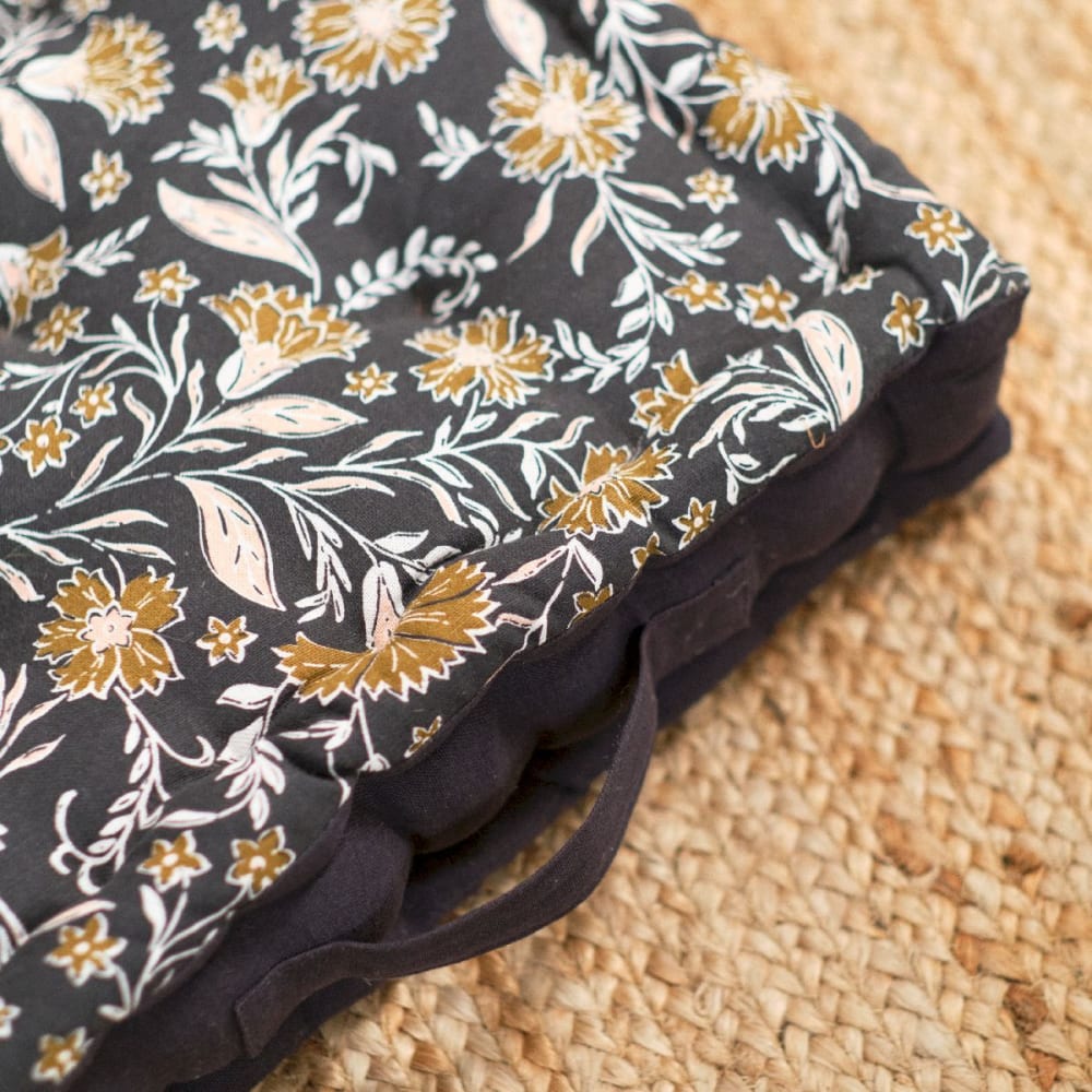 Coussin de sol imprimé floral 40x40 cm gris anthracite — vue 3